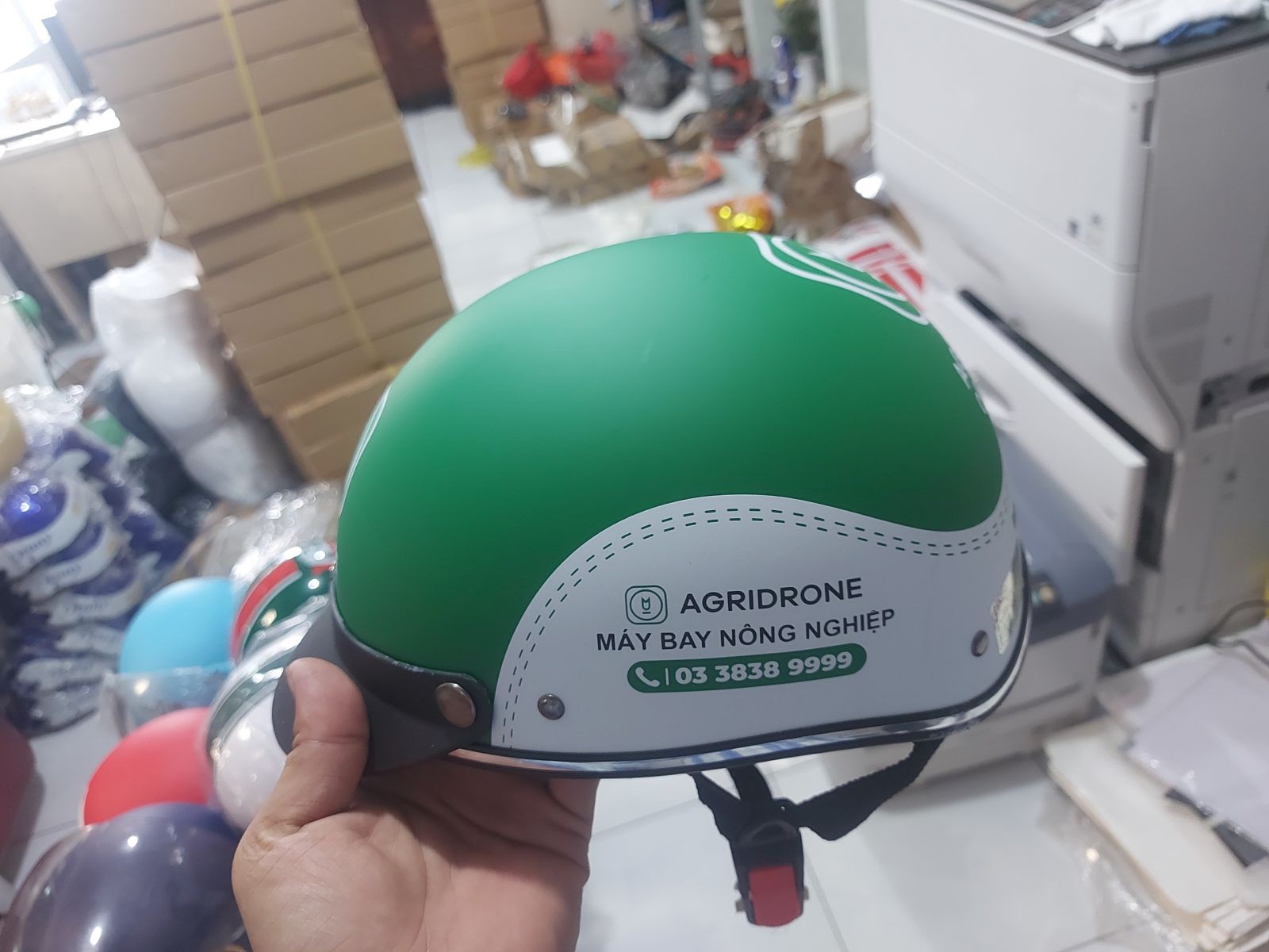 in nón bảo hiểm theo yêu cầu thương hiệu AGRIDRONE