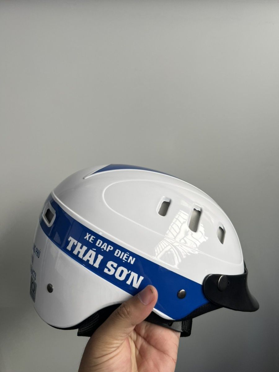 nón bảo hiểm in logo xe đạp điện Thái Sơn
