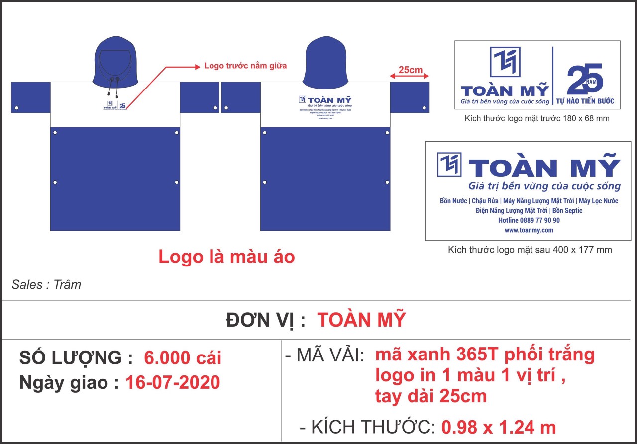 mẩu áo mưa quảng cáo toàn mỹ