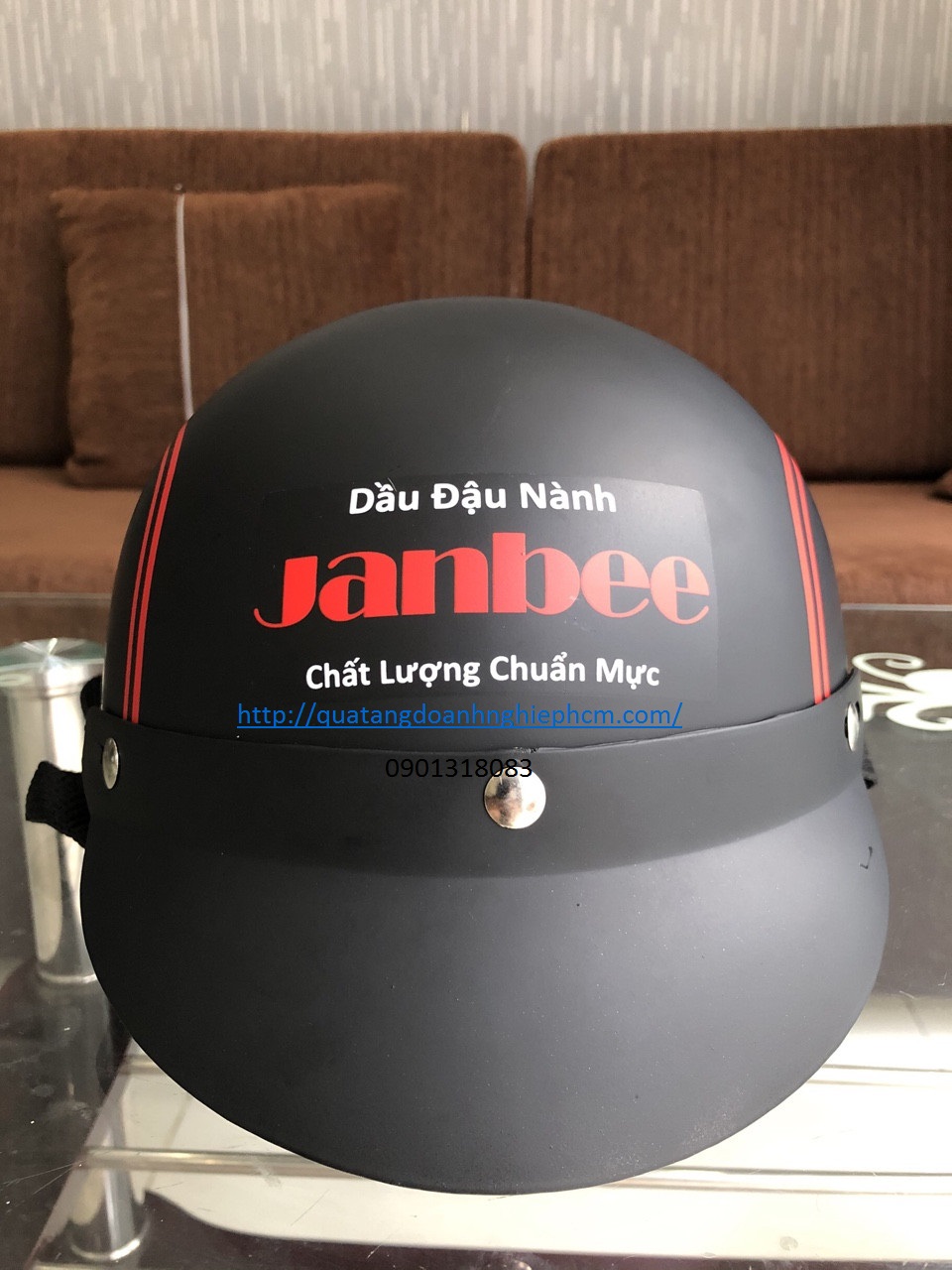 nón bảo hiểm giá rẻ mẩu nón in logo janbee