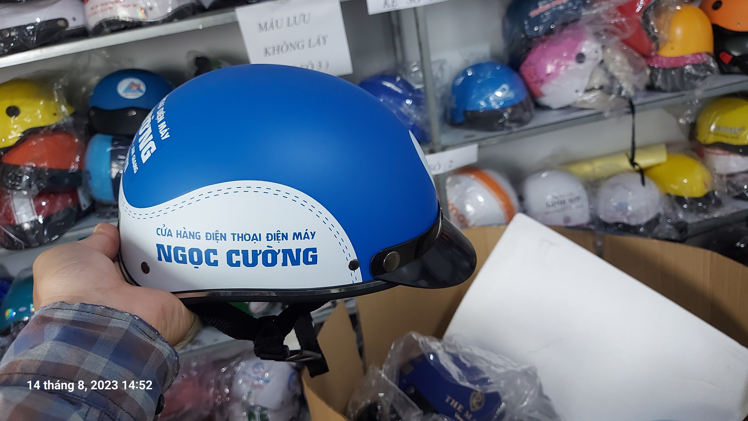 nón bảo hiểm in logo cửa hàng điện máy Ngọc Cường